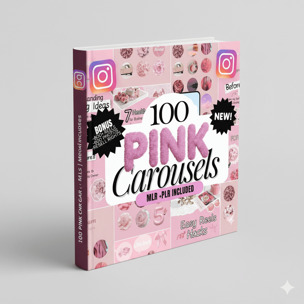 100 Aesthetic Pink Instagram Carousel Templates – Editable Canva with PLR & MRR