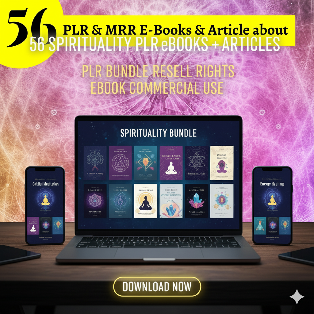 56 Spirituality PLR eBooks & Articles Bundle – Commercial Resell Rights Included{PRL& MRR}
