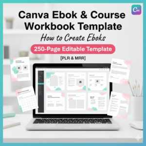 Canva eBook & Course Workbook Template | How to Create eBooks | 250-Page Editable Template{PRL& MRR}
