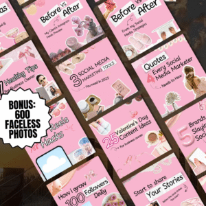 100 Aesthetic Pink Instagram Carousel Templates – Editable Canva with PLR & MRR